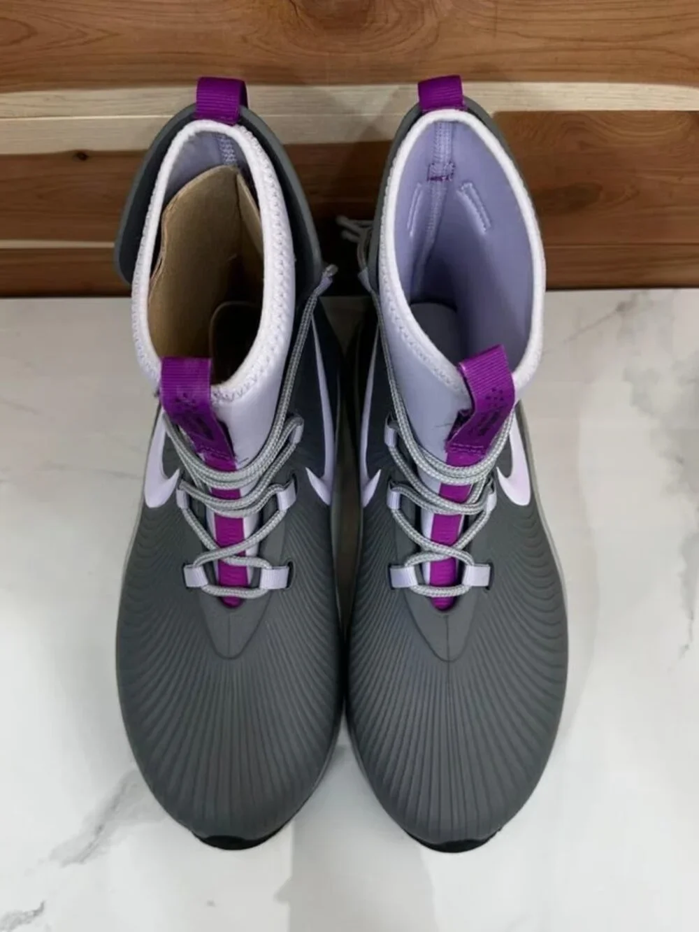 NEW- Nike Binzie Waterproof Rain Boot Sneakers Gray/Purple size Youth 5Y